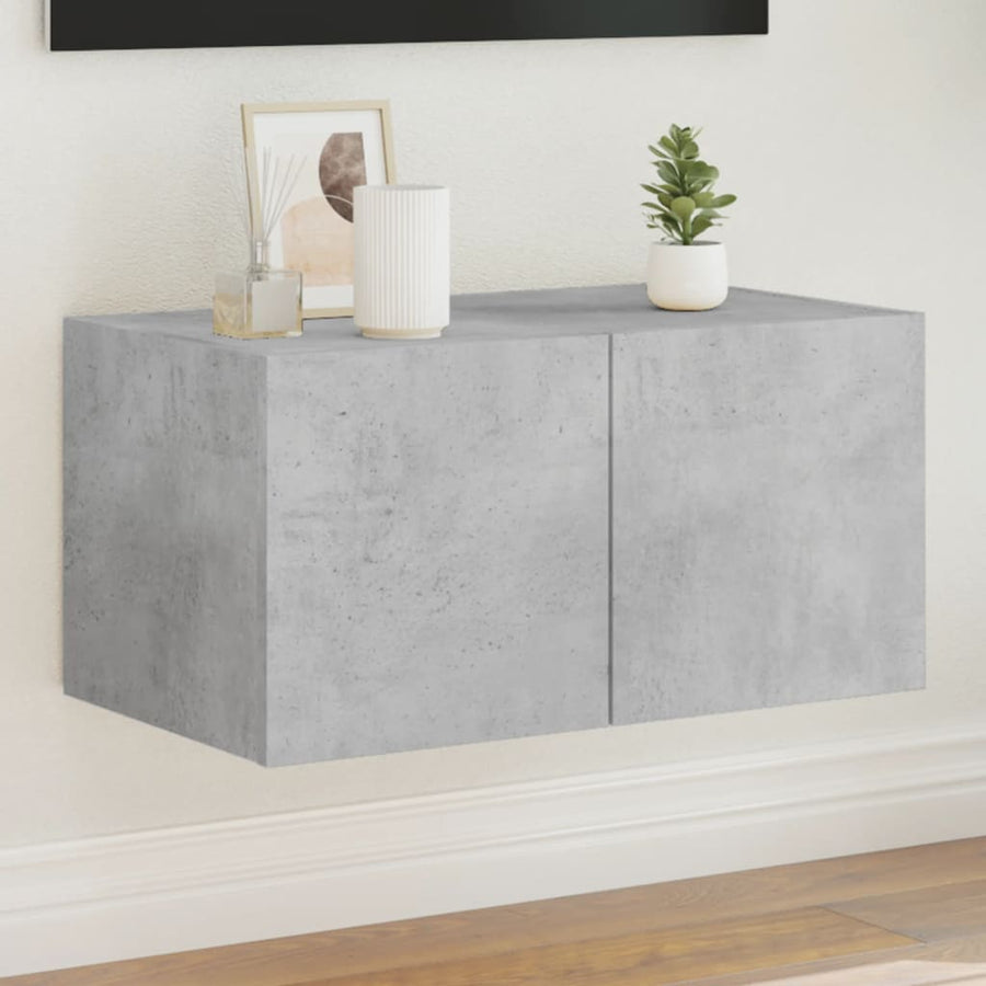 Tv-Wandmeubel Met Led-Verlichting 60X35X31 Cm Betongrijs