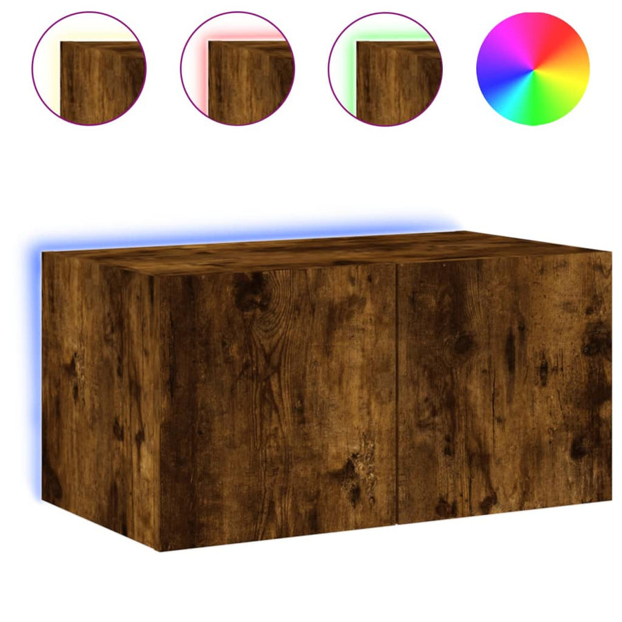 Tv-Wandmeubel Met Led-Verlichting 60X35X31 Cm Gerookt Eiken