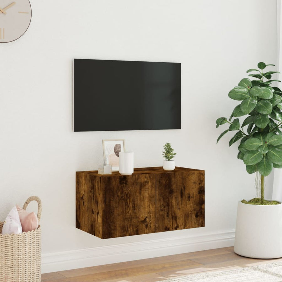 Tv-Wandmeubel Met Led-Verlichting 60X35X31 Cm Gerookt Eiken