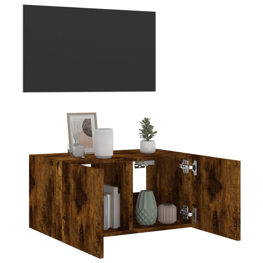 Tv-Wandmeubel Met Led-Verlichting 60X35X31 Cm Gerookt Eiken