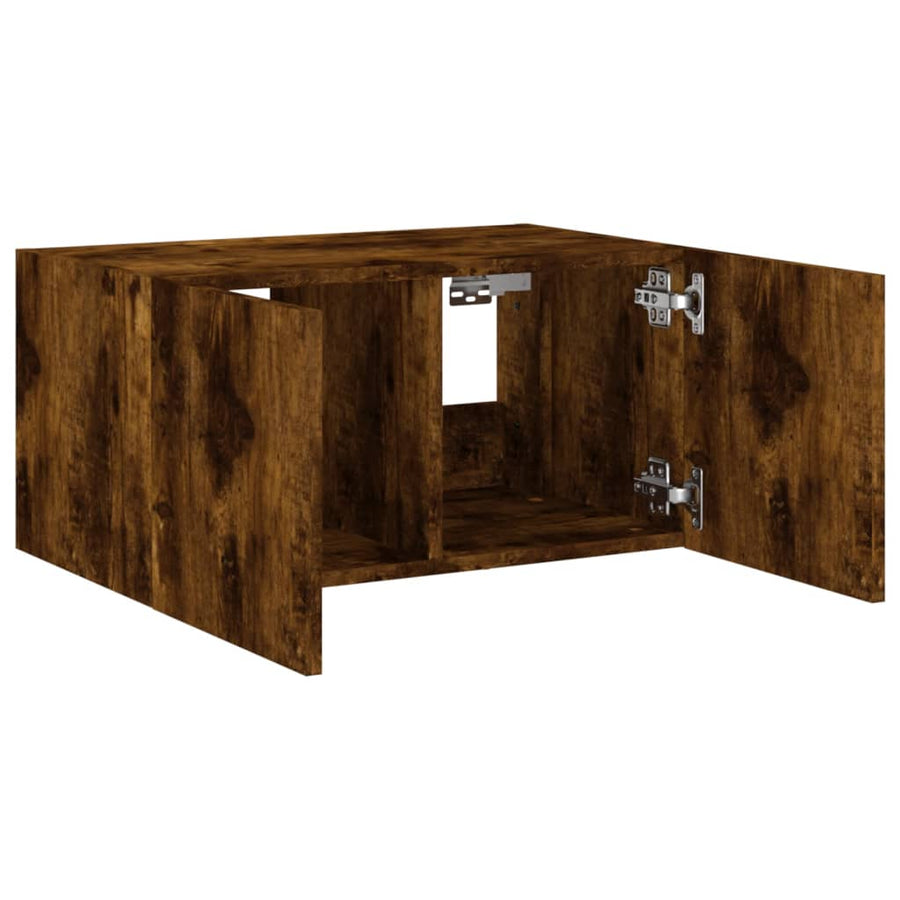 Tv-Wandmeubel Met Led-Verlichting 60X35X31 Cm Gerookt Eiken