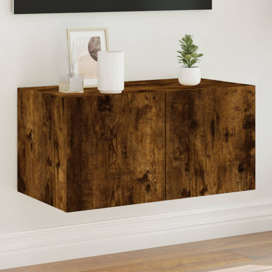 Tv-Wandmeubel Met Led-Verlichting 60X35X31 Cm Gerookt Eiken