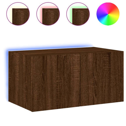 Tv-Wandmeubel Met Led-Verlichting 60X35X31 Cm Bruineikenkleurig