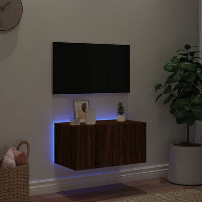 Tv-Wandmeubel Met Led-Verlichting 60X35X31 Cm Bruineikenkleurig