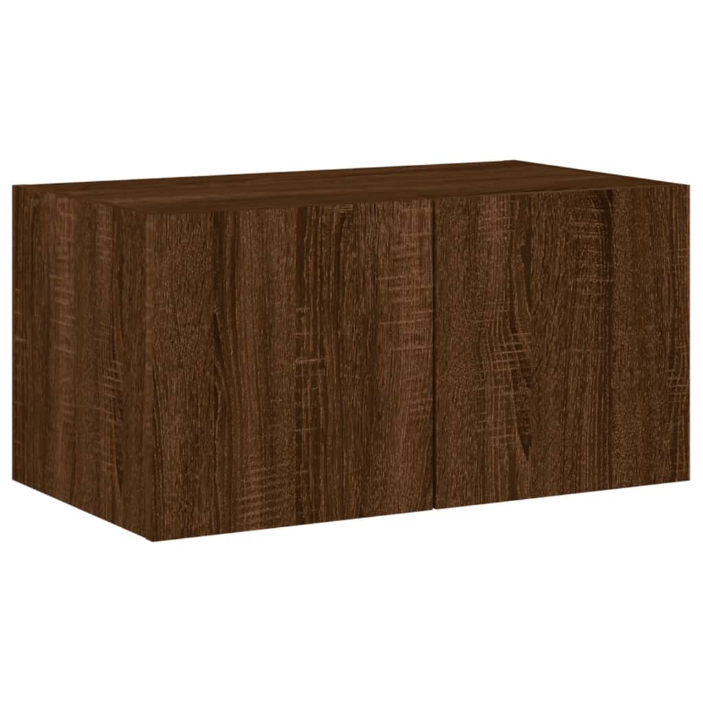 Tv-Wandmeubel Met Led-Verlichting 60X35X31 Cm Bruineikenkleurig
