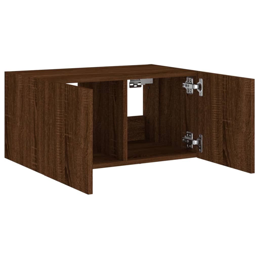 Tv-Wandmeubel Met Led-Verlichting 60X35X31 Cm Bruineikenkleurig