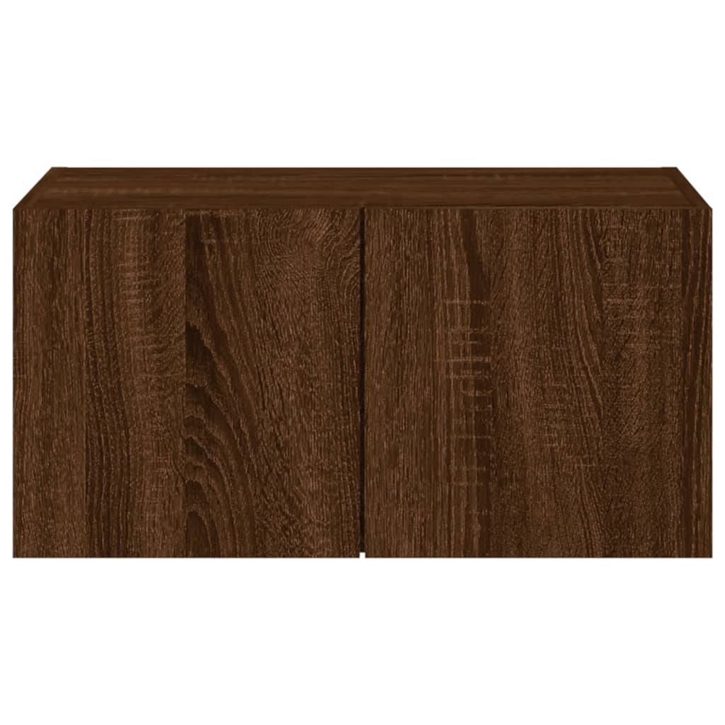 Tv-Wandmeubel Met Led-Verlichting 60X35X31 Cm Bruineikenkleurig