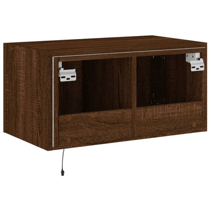 Tv-Wandmeubel Met Led-Verlichting 60X35X31 Cm Bruineikenkleurig
