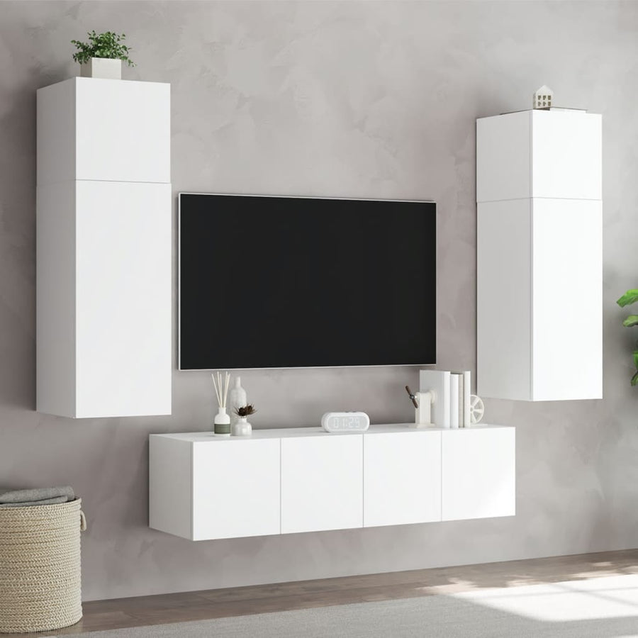 Tv-Wandmeubel Met Led-Verlichting 80X35X31 Cm Wit