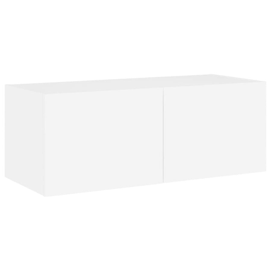 Tv-Wandmeubel Met Led-Verlichting 80X35X31 Cm Wit