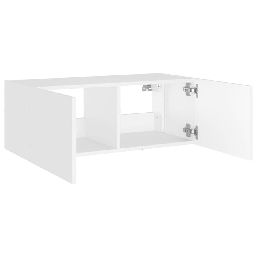 Tv-Wandmeubel Met Led-Verlichting 80X35X31 Cm Wit