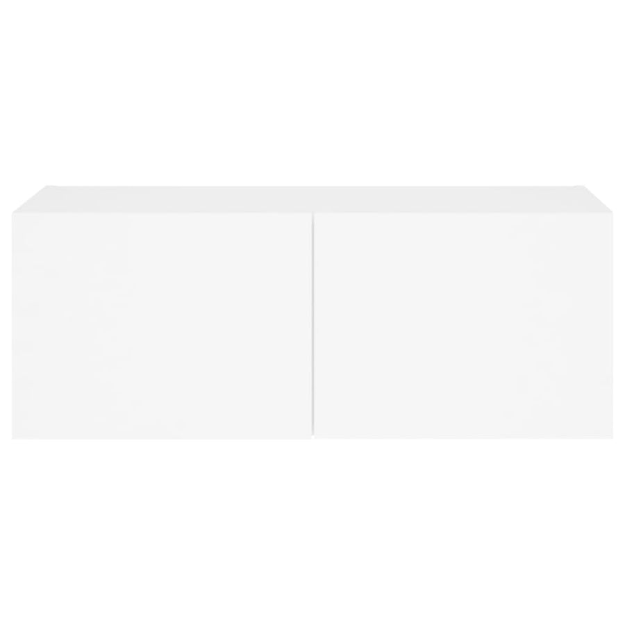 Tv-Wandmeubel Met Led-Verlichting 80X35X31 Cm Wit
