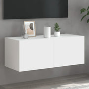 TV cabinet with LED lighting 80x35x31 cm white