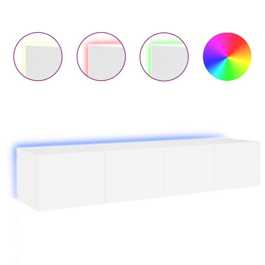 Tv-Wandmeubels Met Led-Verlichting 2 St 80X35X31 Cm Wit