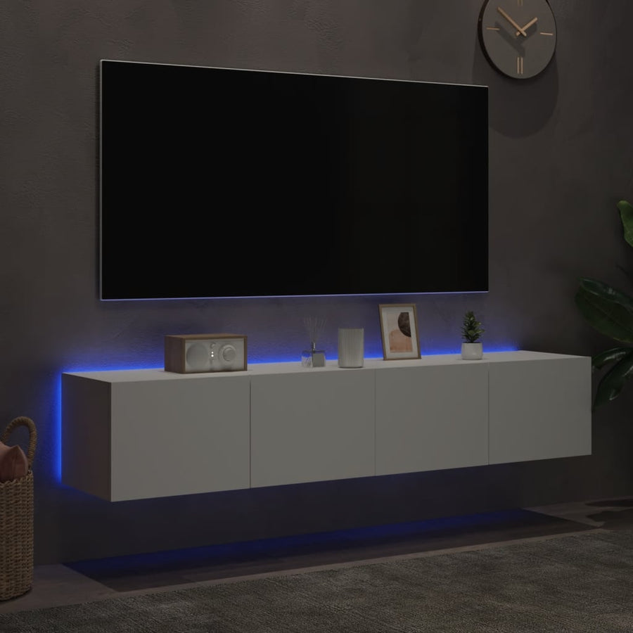Tv-Wandmeubels Met Led-Verlichting 2 St 80X35X31 Cm Wit