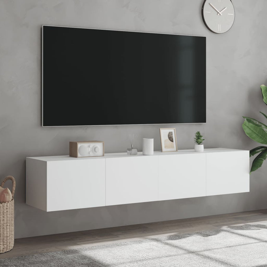 Tv-Wandmeubels Met Led-Verlichting 2 St 80X35X31 Cm Wit