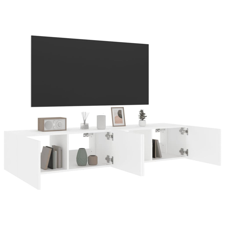 Tv-Wandmeubels Met Led-Verlichting 2 St 80X35X31 Cm Wit