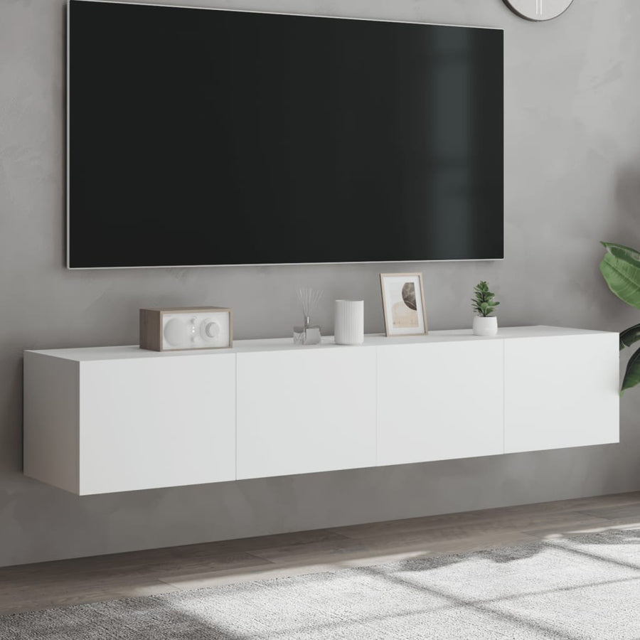 Tv-Wandmeubels Met Led-Verlichting 2 St 80X35X31 Cm Wit