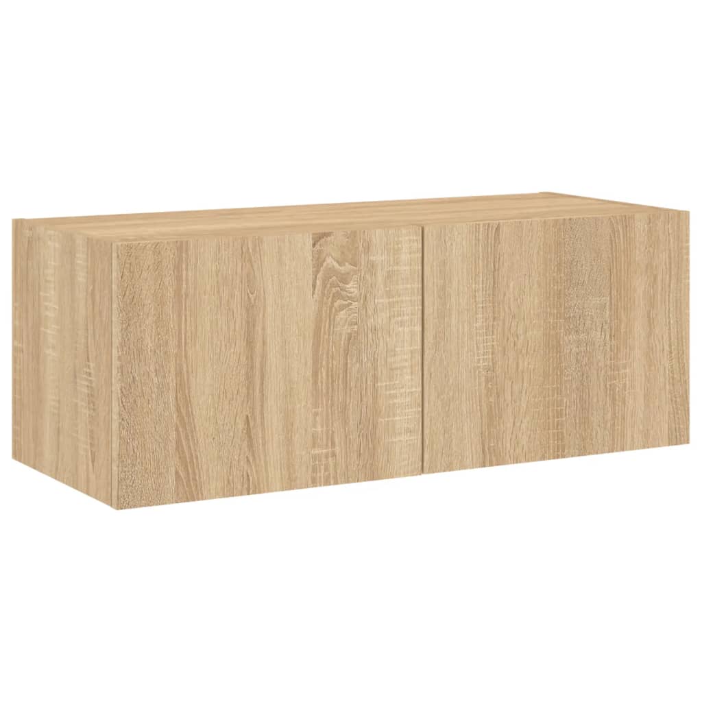 Tv-Wandmeubel Met Led-Verlichting 80X35X31 Cm Sonoma Eikenkleur