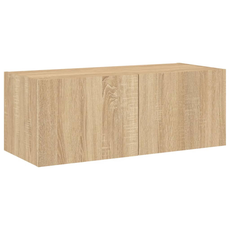 Tv-Wandmeubel Met Led-Verlichting 80X35X31 Cm Sonoma Eikenkleur