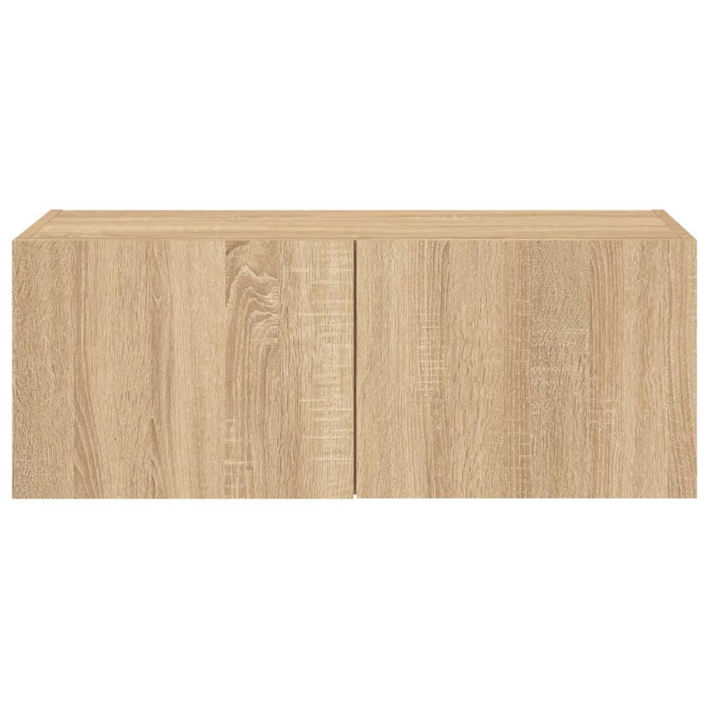 Tv-Wandmeubel Met Led-Verlichting 80X35X31 Cm Sonoma Eikenkleur