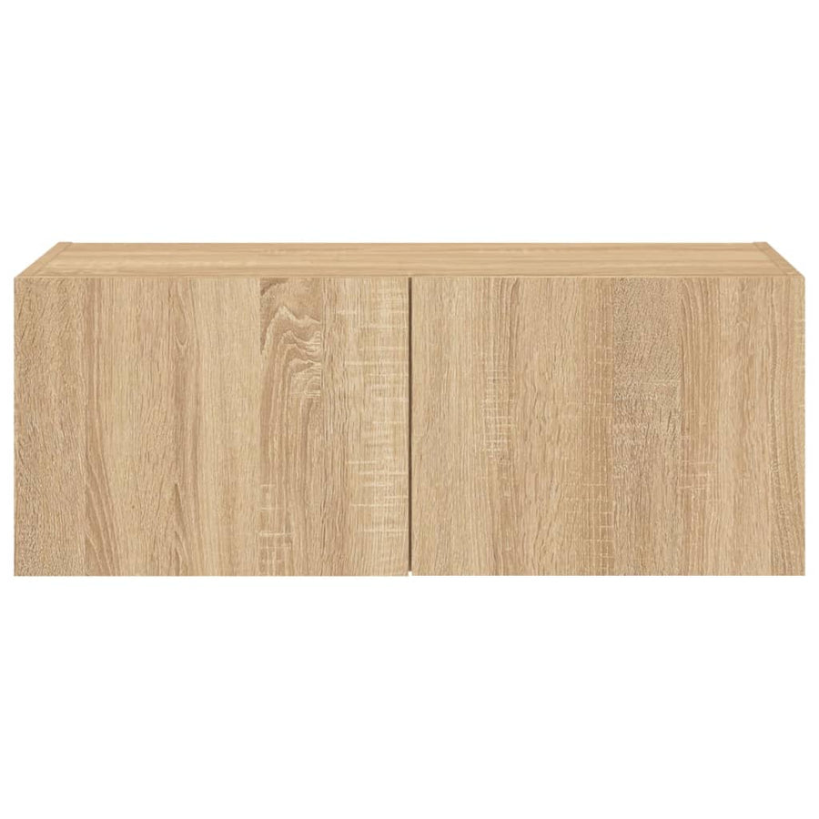Tv-Wandmeubel Met Led-Verlichting 80X35X31 Cm Sonoma Eikenkleur