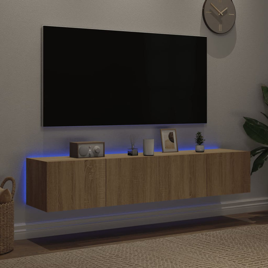 Tv-Wandmeubels Met Led 2 St 80X35X31 Cm Sonoma Eikenkleurig