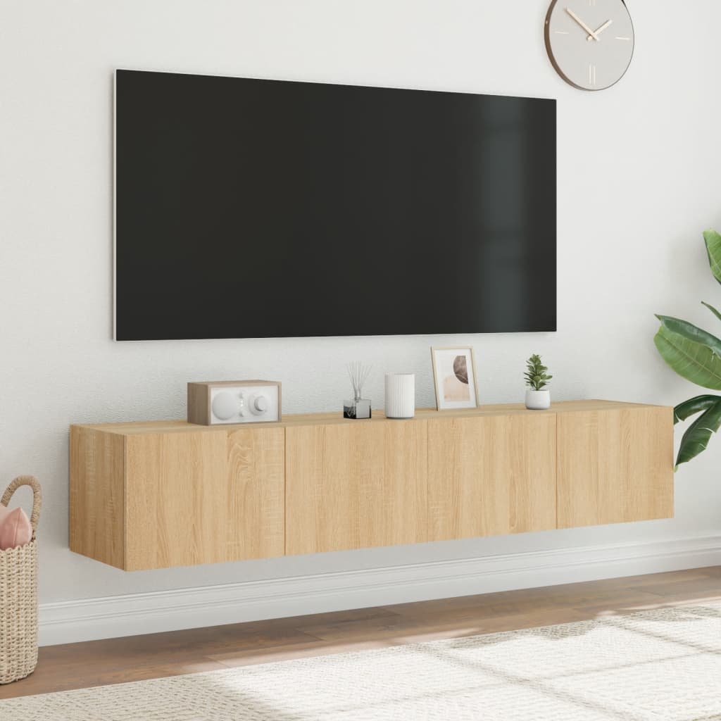 Tv-Wandmeubels Met Led 2 St 80X35X31 Cm Sonoma Eikenkleurig