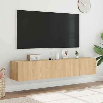 Tv-Wandmeubels Met Led 2 St 80X35X31 Cm Sonoma Eikenkleurig