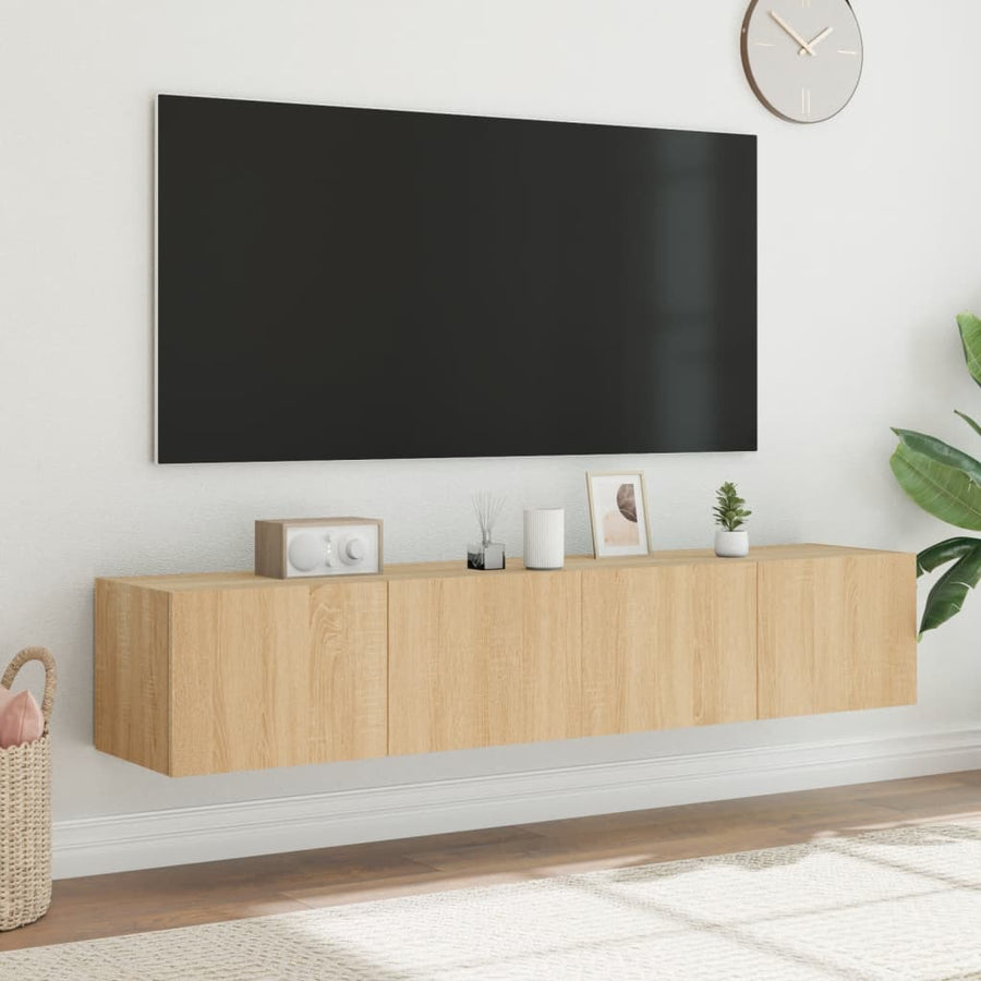 Tv-Wandmeubels Met Led 2 St 80X35X31 Cm Sonoma Eikenkleurig