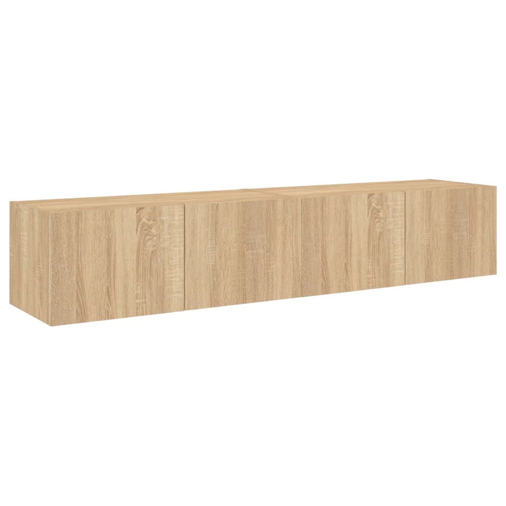 Tv-Wandmeubels Met Led 2 St 80X35X31 Cm Sonoma Eikenkleurig
