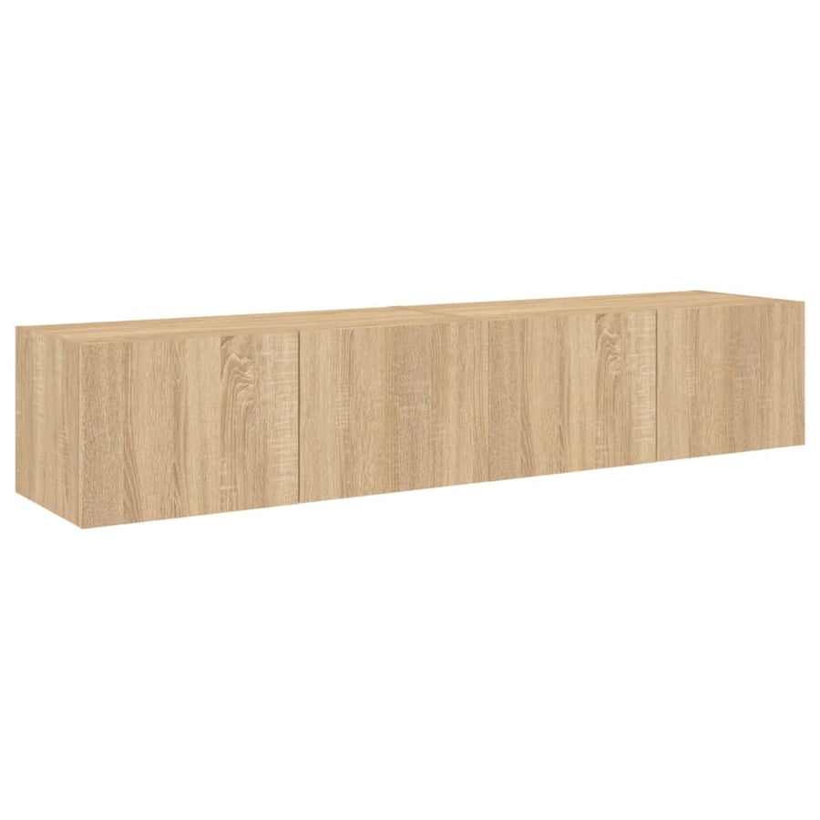Tv-Wandmeubels Met Led 2 St 80X35X31 Cm Sonoma Eikenkleurig