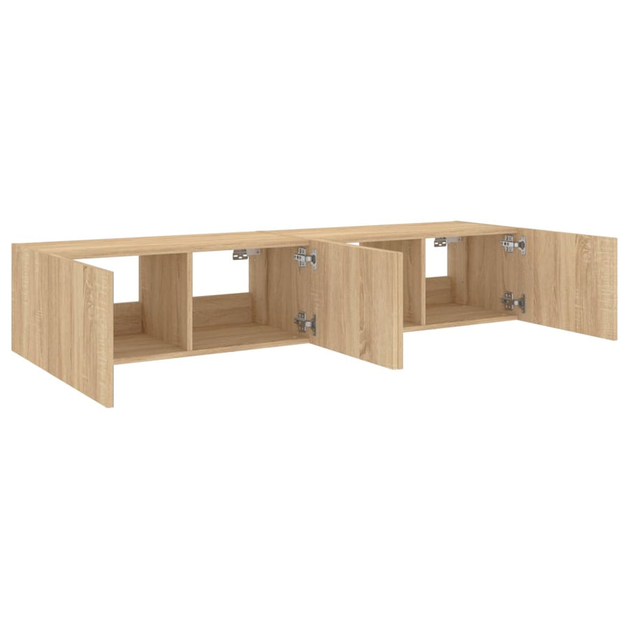 Tv-Wandmeubels Met Led 2 St 80X35X31 Cm Sonoma Eikenkleurig