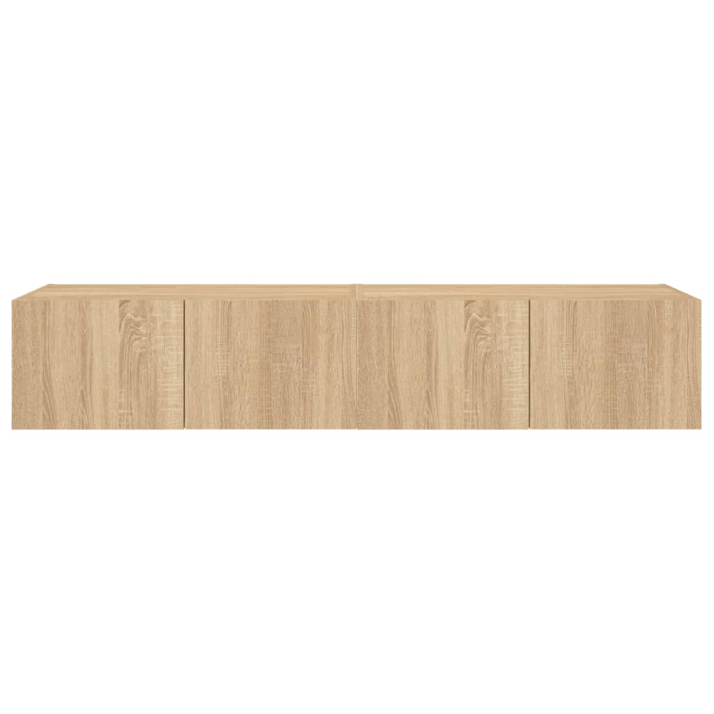 Tv-Wandmeubels Met Led 2 St 80X35X31 Cm Sonoma Eikenkleurig