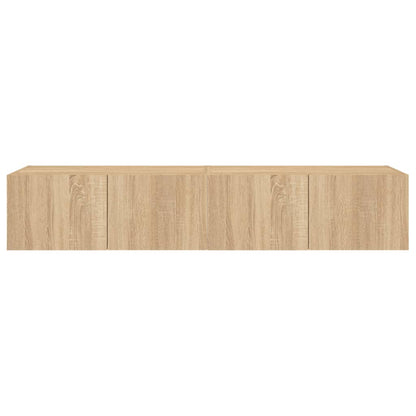 Tv-Wandmeubels Met Led 2 St 80X35X31 Cm Sonoma Eikenkleurig