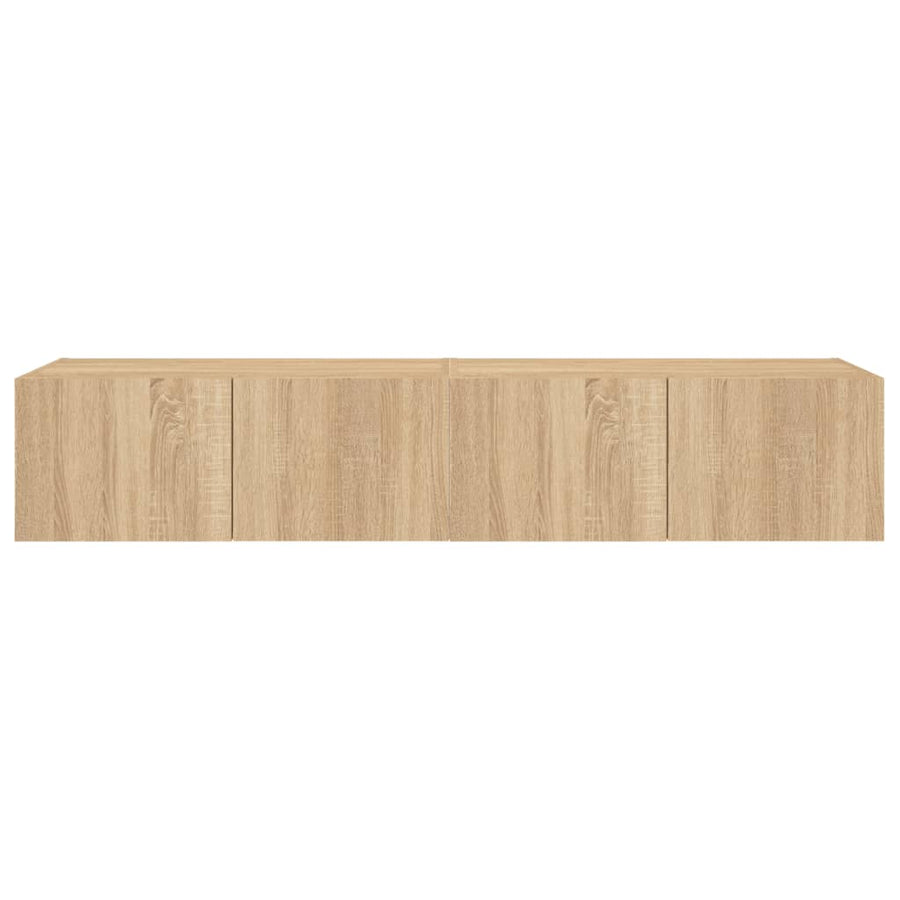 Tv-Wandmeubels Met Led 2 St 80X35X31 Cm Sonoma Eikenkleurig