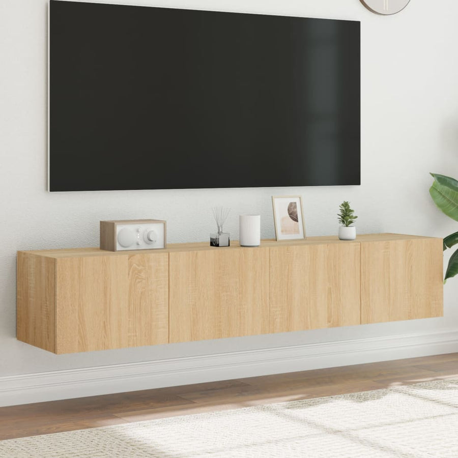 Tv-Wandmeubels Met Led 2 St 80X35X31 Cm Sonoma Eikenkleurig