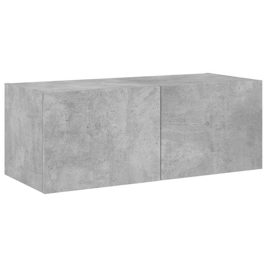 Tv-Wandmeubel Met Led-Verlichting 80X35X31 Cm Betongrijs