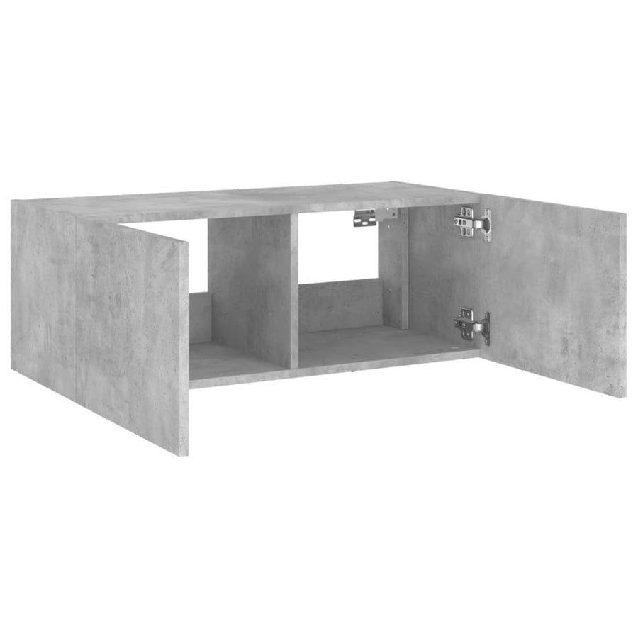 Tv-Wandmeubel Met Led-Verlichting 80X35X31 Cm Betongrijs
