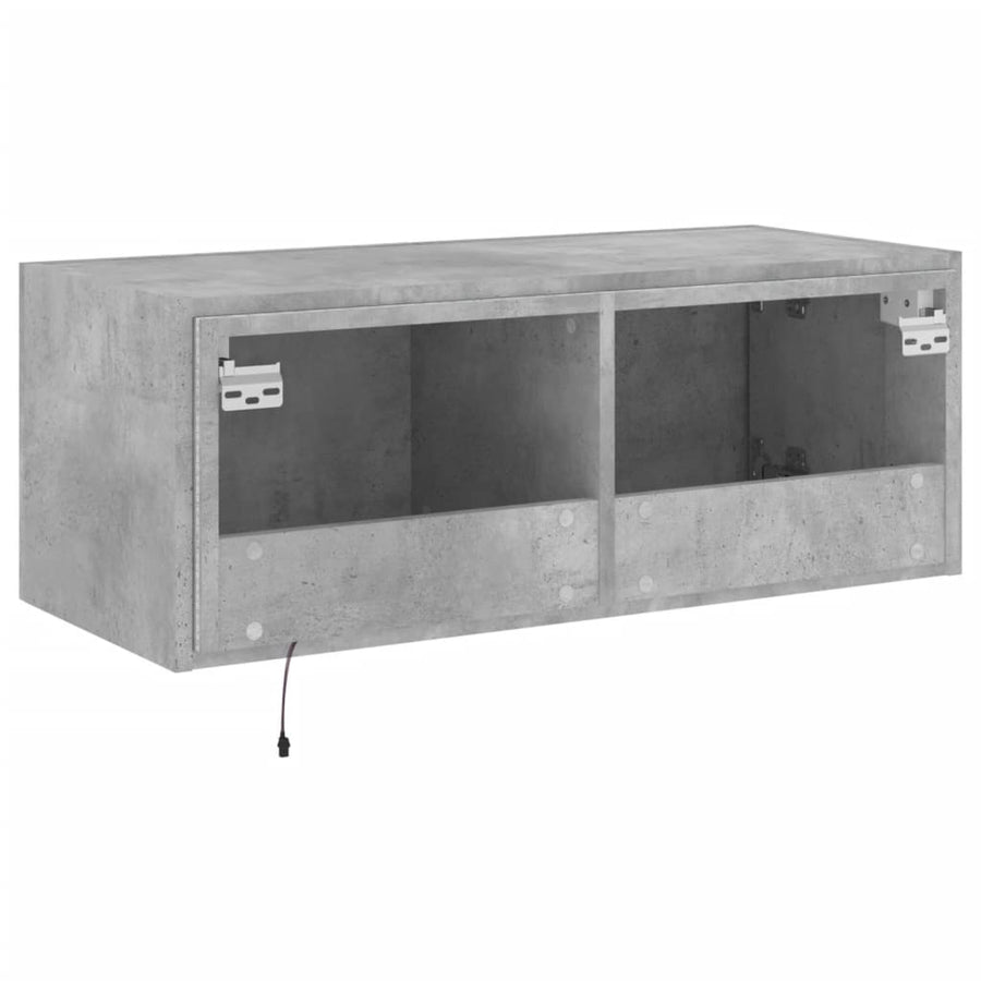 Tv-Wandmeubel Met Led-Verlichting 80X35X31 Cm Betongrijs