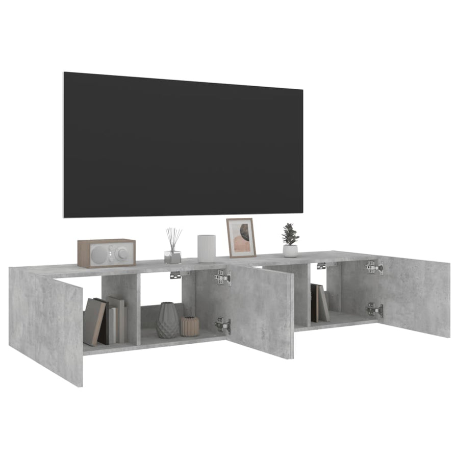 Tv-Wandmeubels Met Led-Verlichting 2 St 80X35X31 Cm Betongrijs