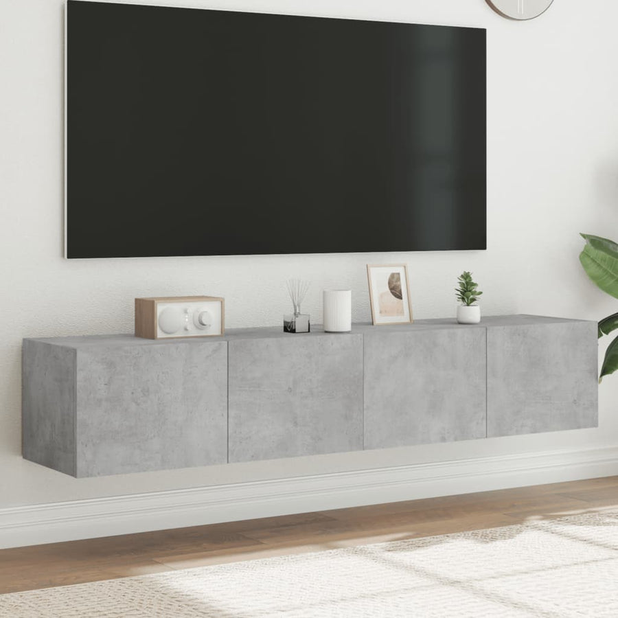 Tv-Wandmeubels Met Led-Verlichting 2 St 80X35X31 Cm Betongrijs