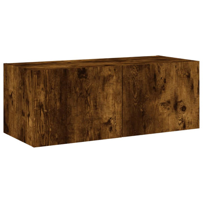 Tv-Wandmeubel Met Led-Verlichting 80X35X31 Cm Gerookt Eiken