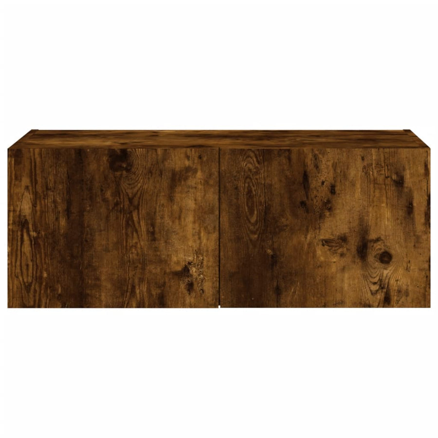 Tv-Wandmeubel Met Led-Verlichting 80X35X31 Cm Gerookt Eiken