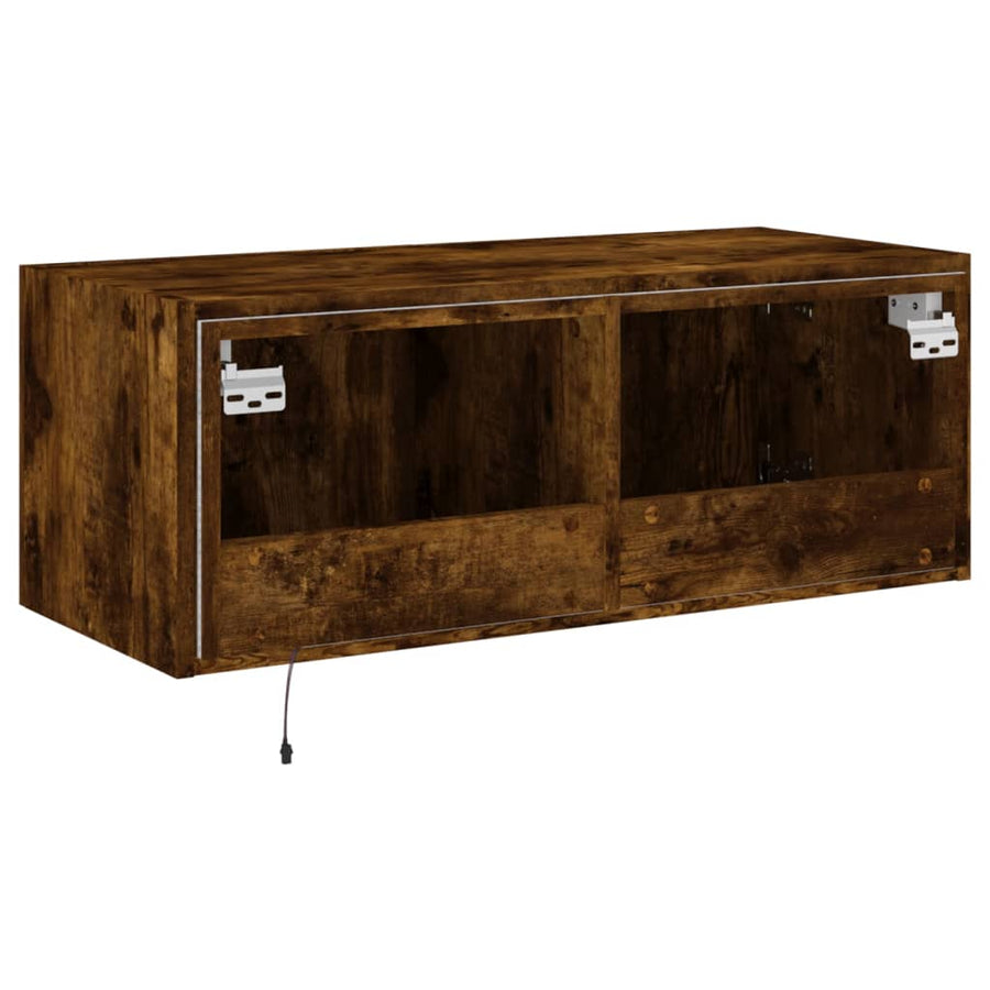 Tv-Wandmeubel Met Led-Verlichting 80X35X31 Cm Gerookt Eiken