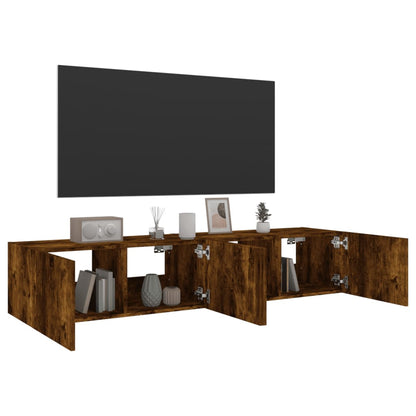 Tv-Wandmeubels Met Led 2 St 80X35X31 Cm Gerookt Eikenkleurig