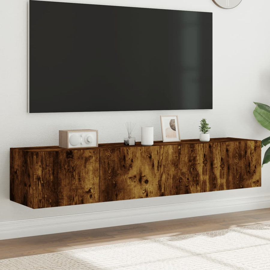 Tv-Wandmeubels Met Led 2 St 80X35X31 Cm Gerookt Eikenkleurig