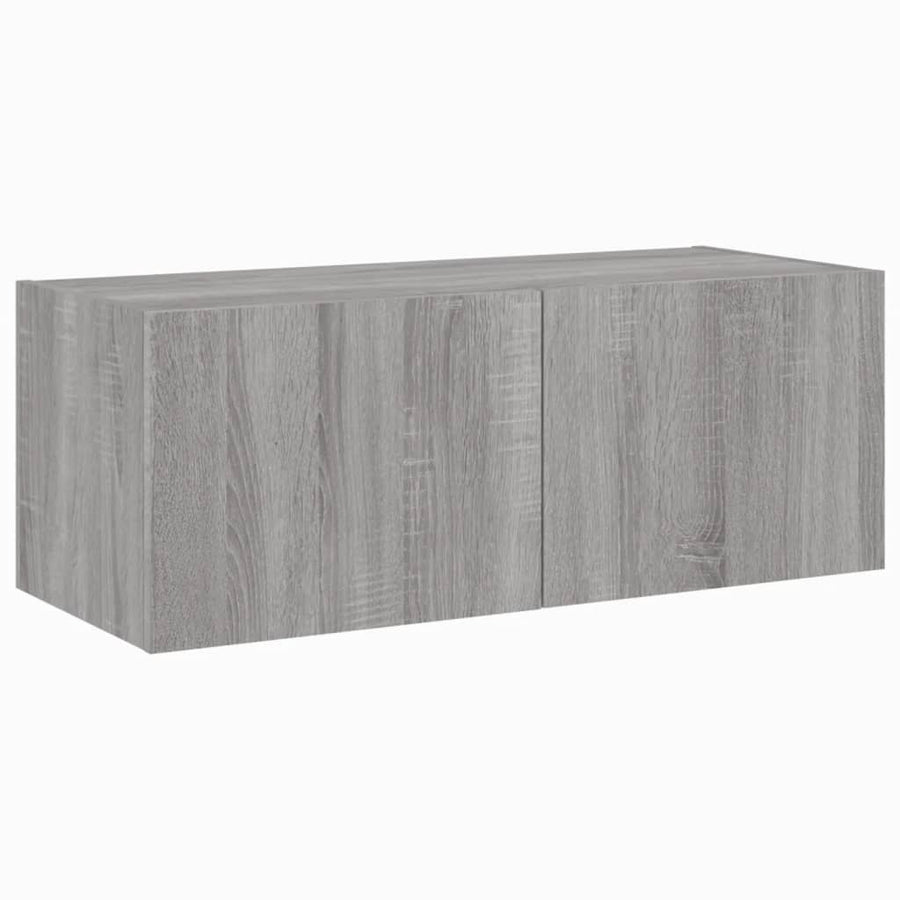 Tv-Wandmeubel Met Led-Verlichting 80X35X31 Cm Grijs Sonoma