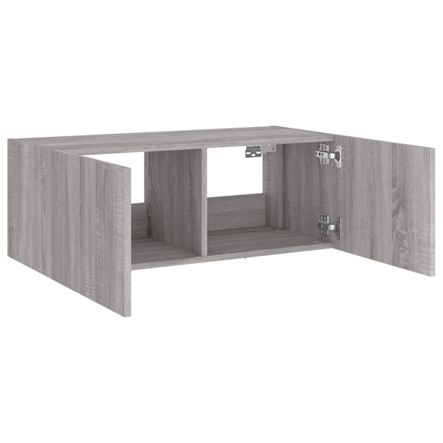 Tv-Wandmeubel Met Led-Verlichting 80X35X31 Cm Grijs Sonoma