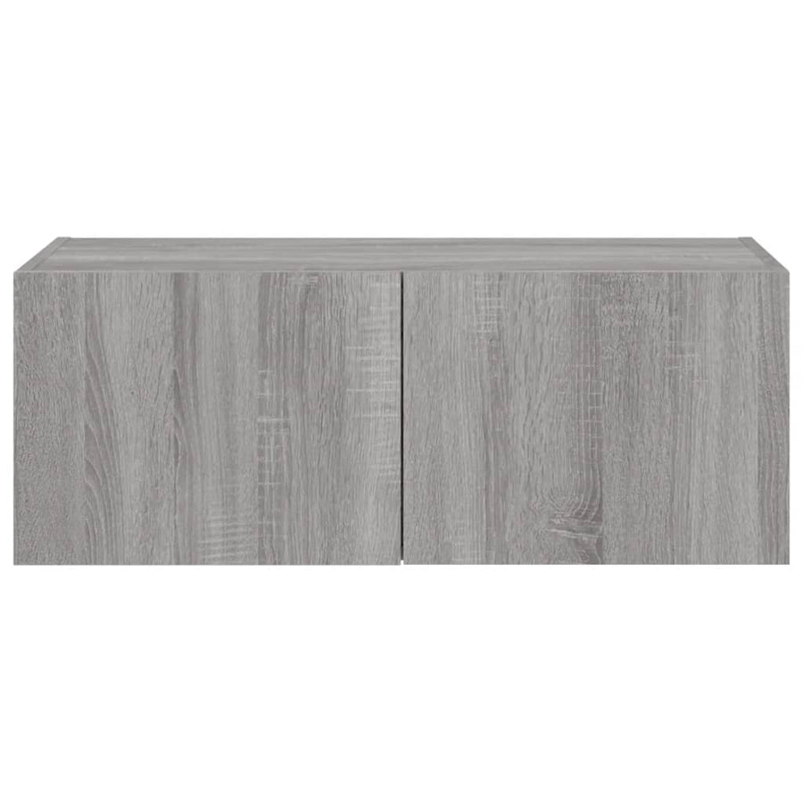 Tv-Wandmeubel Met Led-Verlichting 80X35X31 Cm Grijs Sonoma